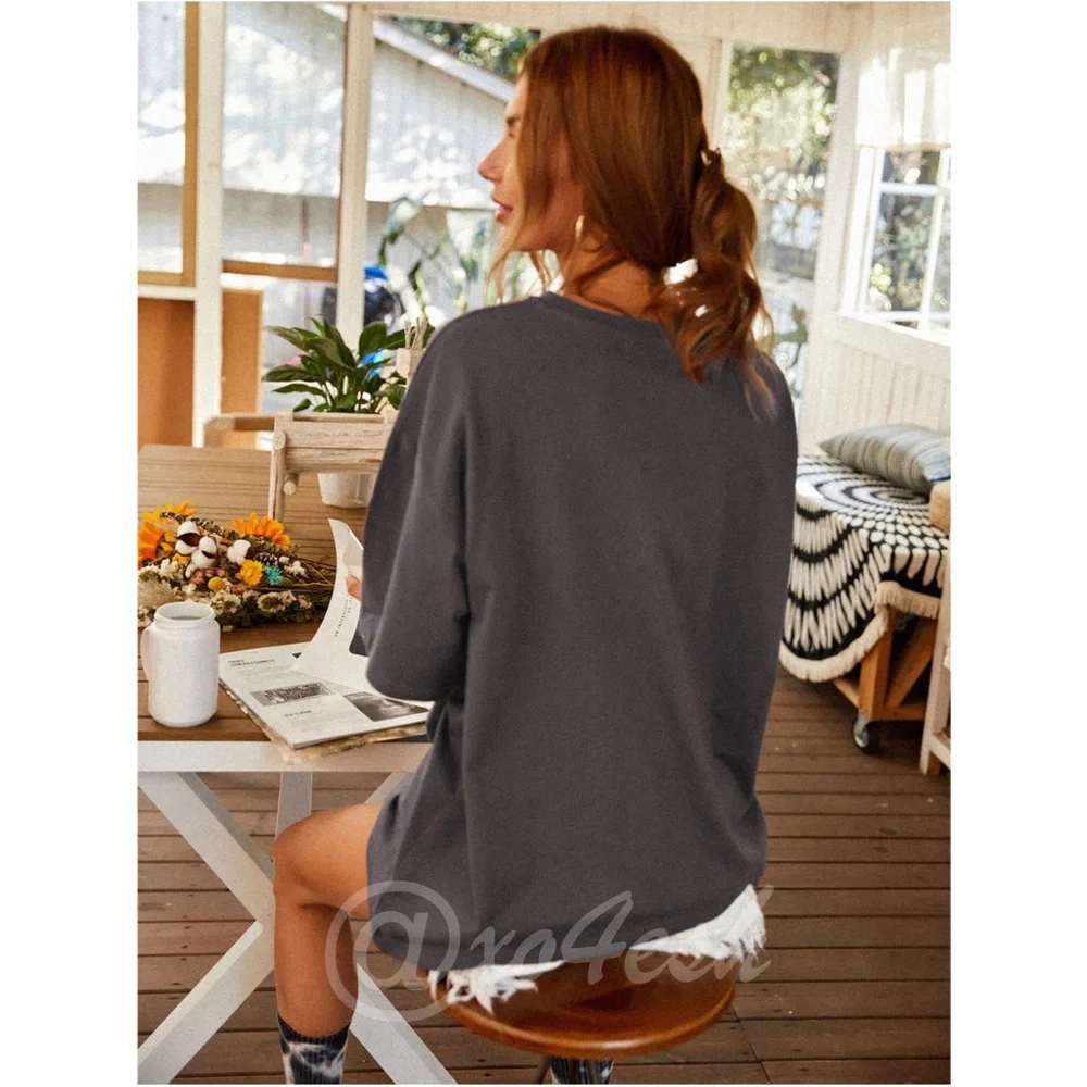 Oversized Tee Shirt Tropical Print Grey - Picture 2 of 6